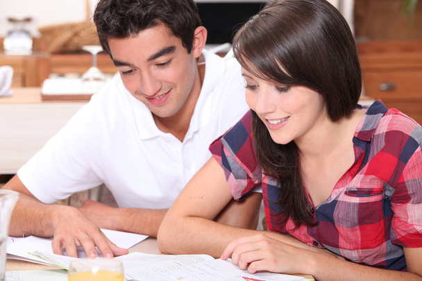 Young couple looking at documents together - Photo, image