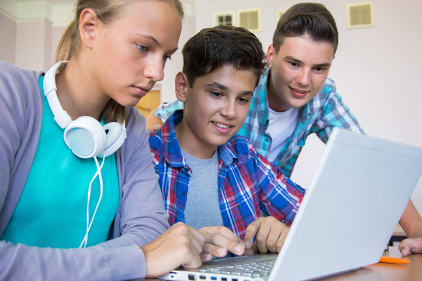  students studying with laptop - Zdjęcie, obraz
