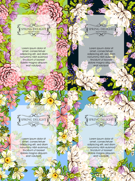 Invitation card with floral elements - Vector, afbeelding
