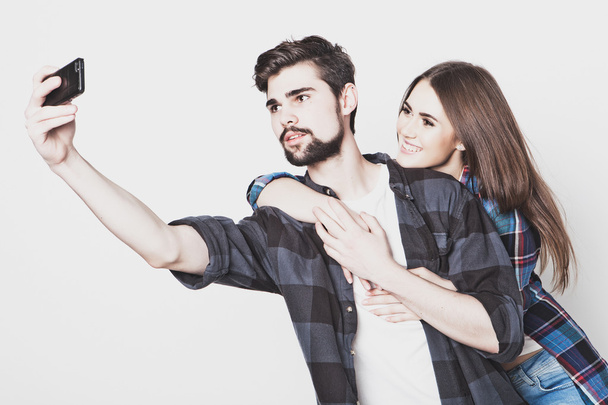loving couple making selfie  - Photo, image