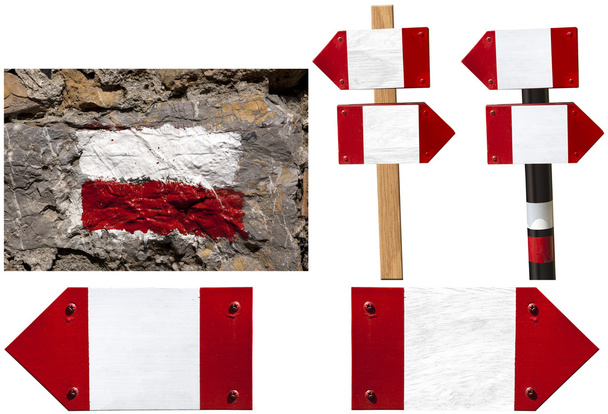 Señalización roja y blanca
 - Foto, Imagen