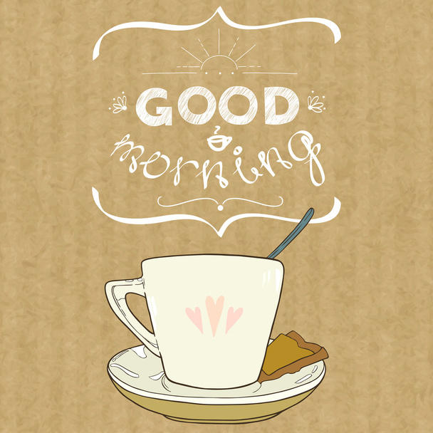 Cartoon morning cup of coffee. - Vector, Image