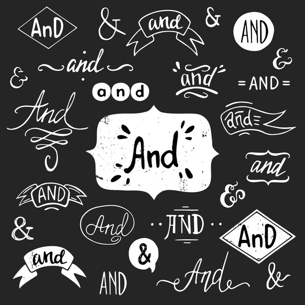 Set of hand drawn 'And' words - Vector, Image