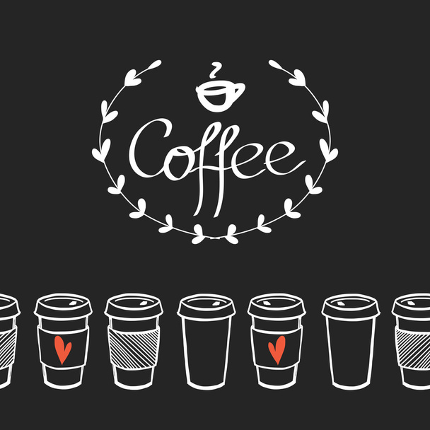 hand drawn doodle cups of coffee - Vector, Image