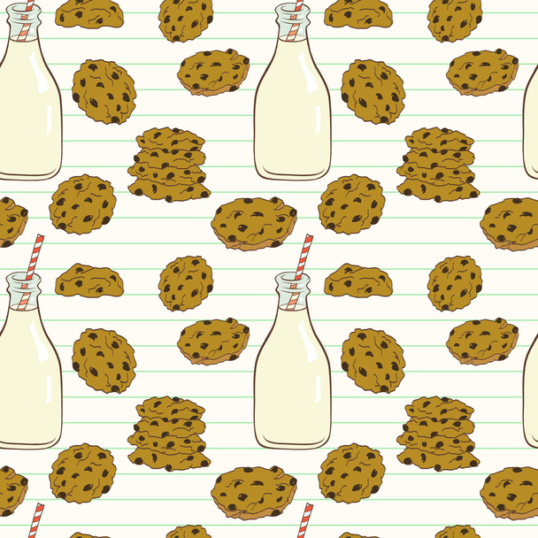 patrón sin costuras con galletas y leche
 - Vector, Imagen