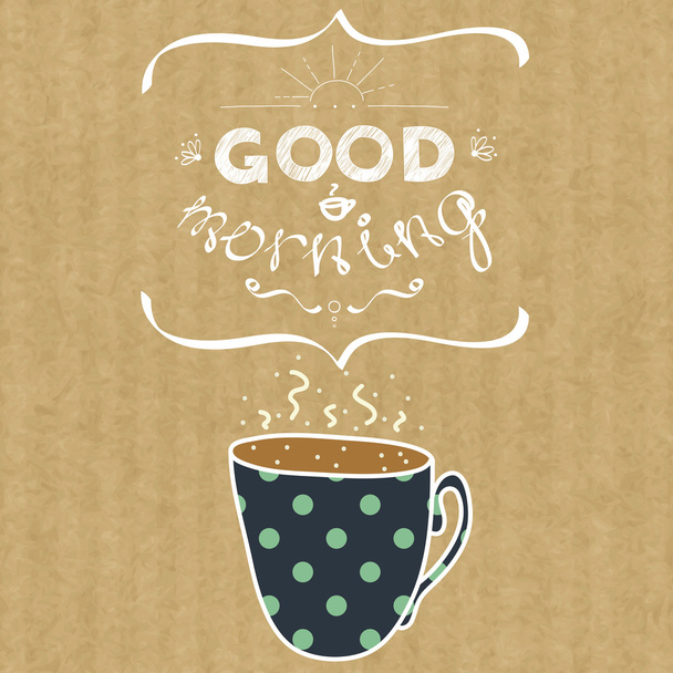 Cartoon morning cup of tea. - Vector, Image