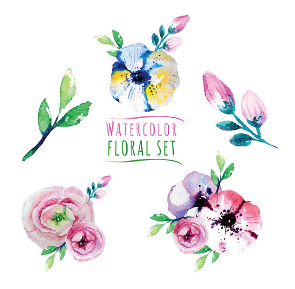 floral elements set - Vector, Imagen