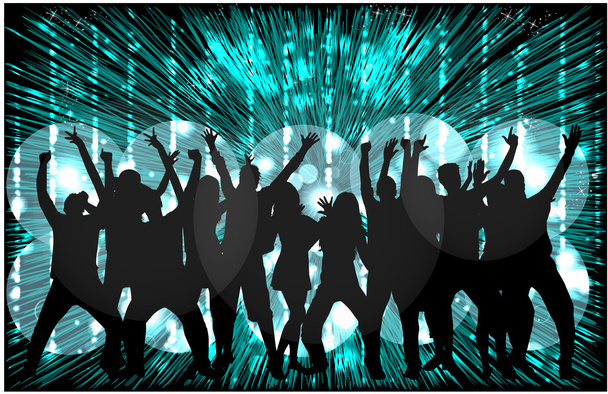 Dancing people silhouettes - Vector, Image