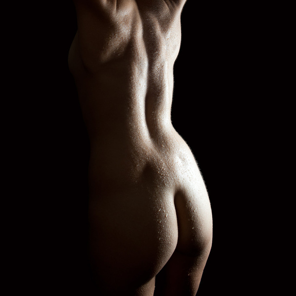 Beautiful back of nude woman with wet body - Zdjęcie, obraz