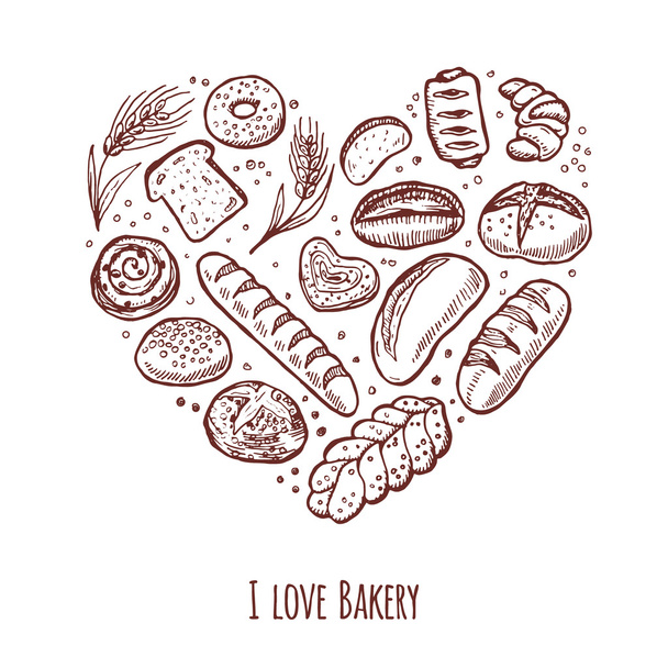 Miluji pekárna ikony nastavit - Vektor, obrázek