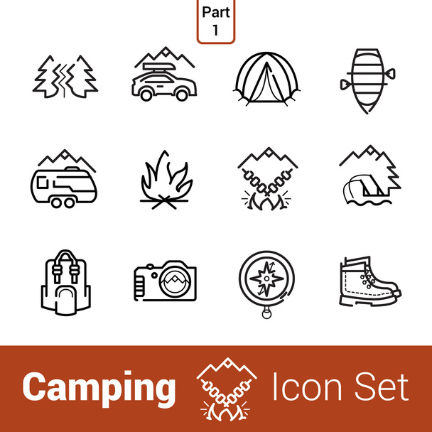 camping icoon set - Foto, afbeelding