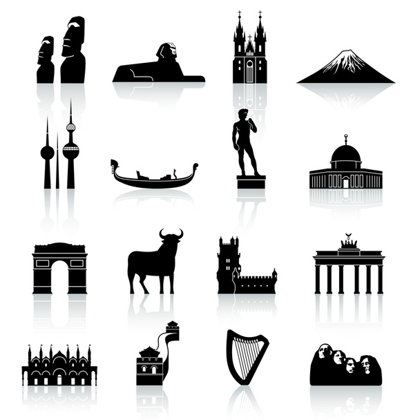 世界の建造物や文化のアイコンを設定 - ベクター画像