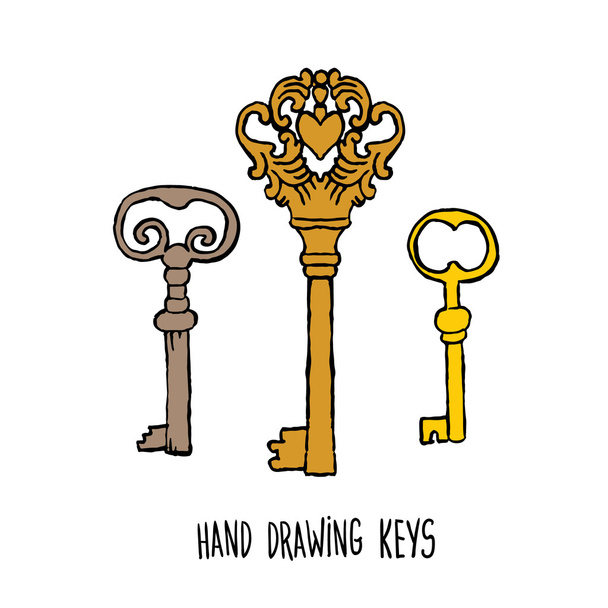 hand-drawn sketches of the keys - Vektor, obrázek