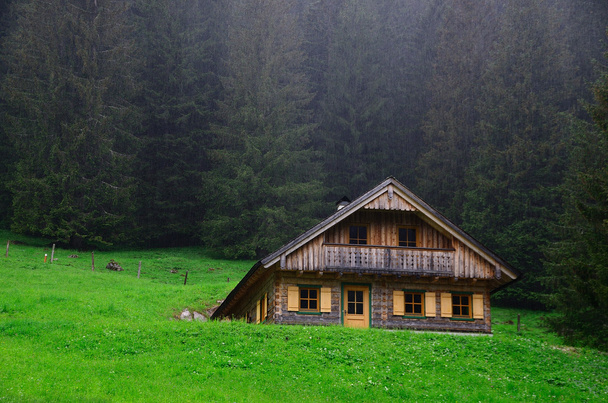 wooden house and rain - Photo, Image