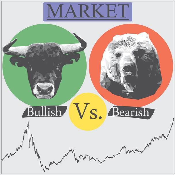 強気 vs 弱気で市場のイラスト - ベクター画像