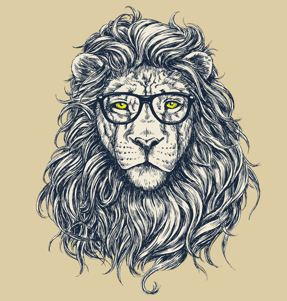 流行に敏感なライオンはベクトル イラストです。ガラスで区切られました。. - ベクター画像
