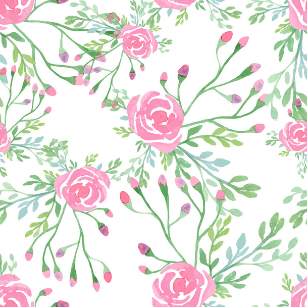 Watercolor seamless flowers pattern.  - Vector, Image
