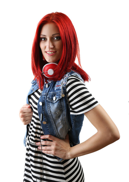 Beautiful young woman with headphones - Foto, Bild