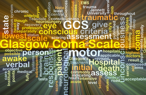 Glasgow Coma Scale GCS concepto de fondo brillante
 - Foto, Imagen
