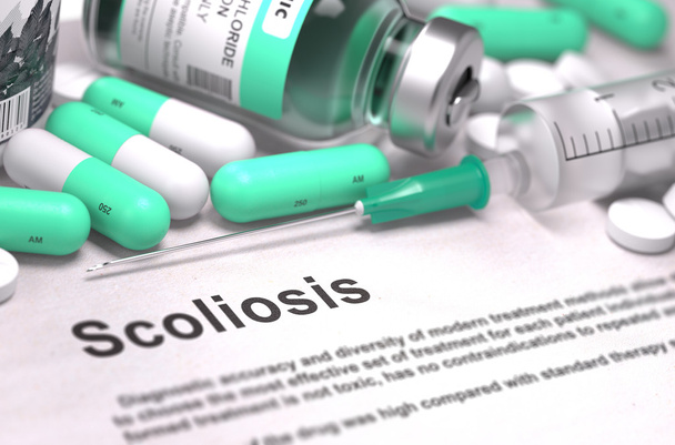 Scoliosis Diagnosis. Medical Concept. Composition of Medicaments. - Foto, afbeelding