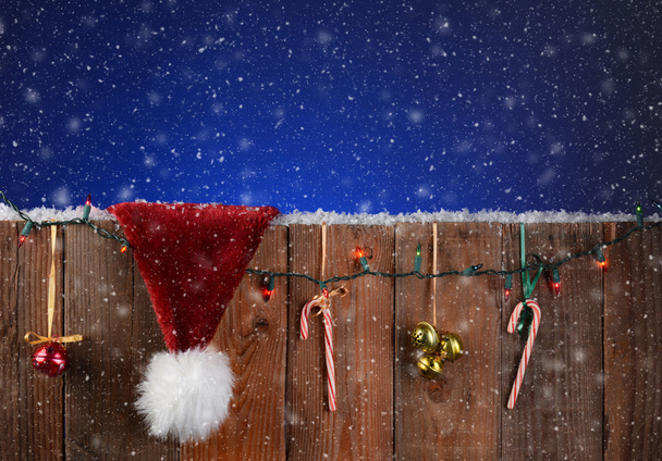 Christmas Fence With Snow - Photo, Image
