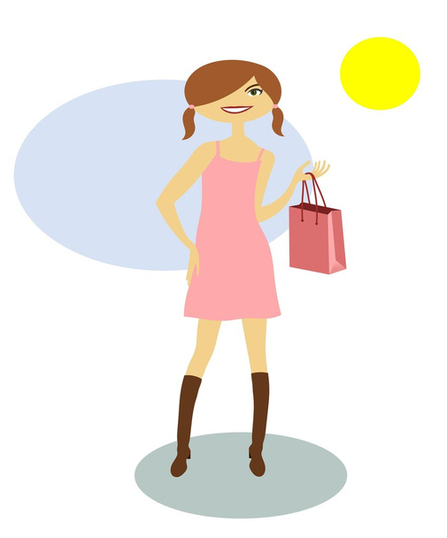 divat lány bevásárló táska - Fotó, kép