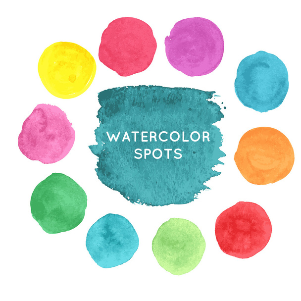 Watercolor hand painted spots set - Vector, Image