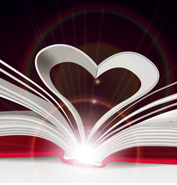 Corazón de páginas de libros
 - Vector, Imagen