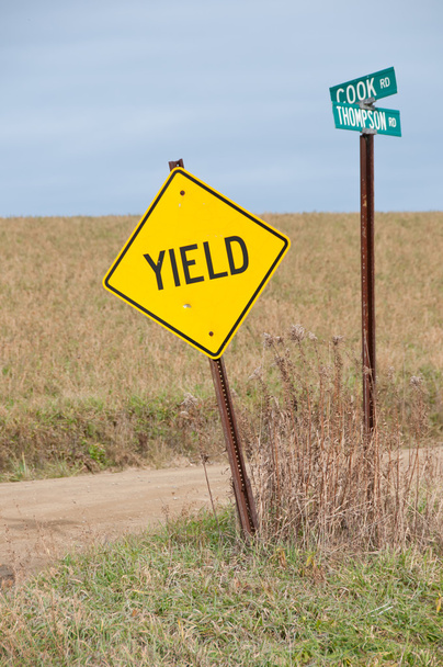 Yield Sign in Country - Photo, Image