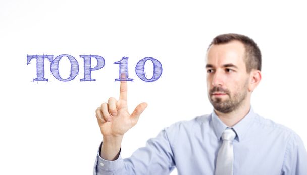 TOP 10 - Young businessman with blue text - Photo, Image