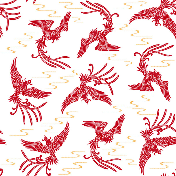 Oriental phoenix pattern - Vettoriali, immagini