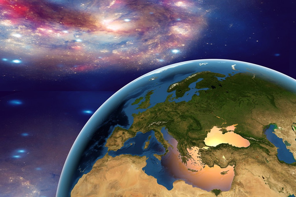L'Europe depuis l'espace sur fond surréaliste
 - Photo, image