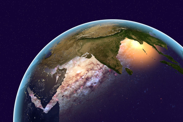 A földet az űrből mutatja, Indiában és az Arab-félsziget - Fotó, kép