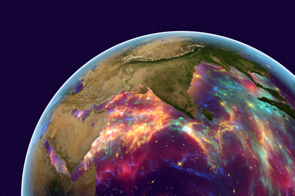 Die Erde aus dem All zeigt Indien und die arabische Halbinsel - Foto, Bild