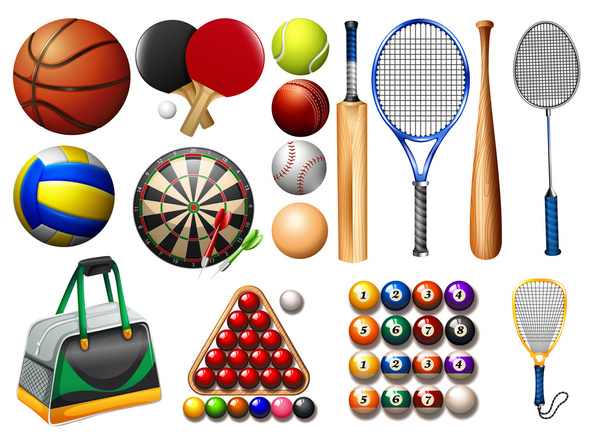 Equipamiento deportivo y pelotas
 - Vector, Imagen