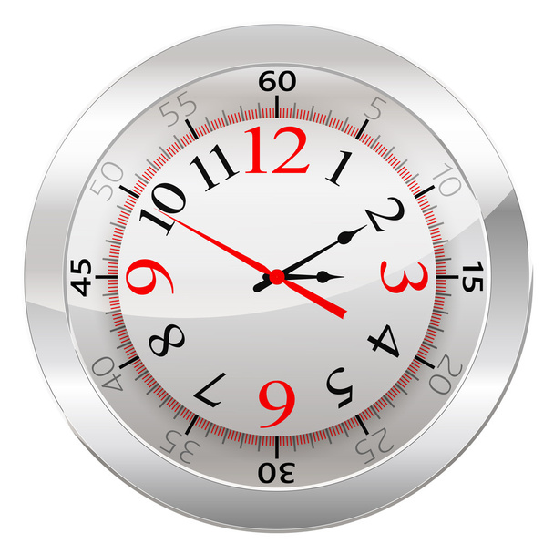 Reloj analógico aislado sobre fondo blanco
 - Vector, Imagen