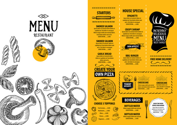 Restaurant menu template design - Vektor, obrázek