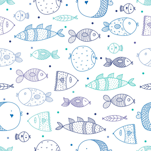 pattern with colorful fishes - Vector, Imagen