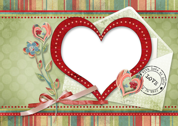 Retro card with heart - Fotó, kép