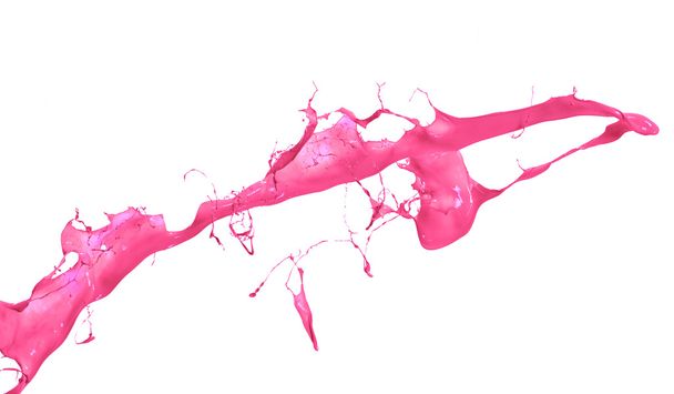Pink paint splashing isolated on white background - Fotoğraf, Görsel