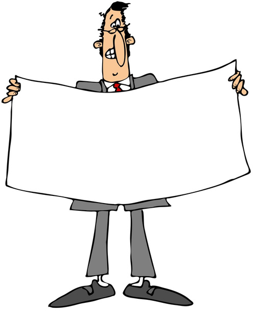 Бізнесмен тримає білий банер
 - Фото, зображення