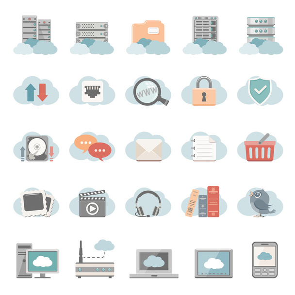 Icone piatte - Cloud Computing
 - Vettoriali, immagini