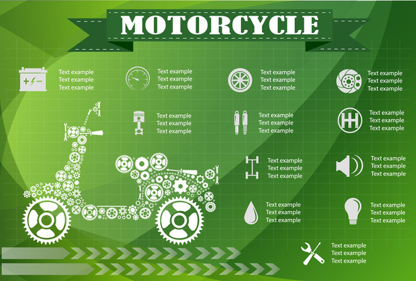 informatie over het motorfietsonderdeel. Vectorillustratie - Vector, afbeelding