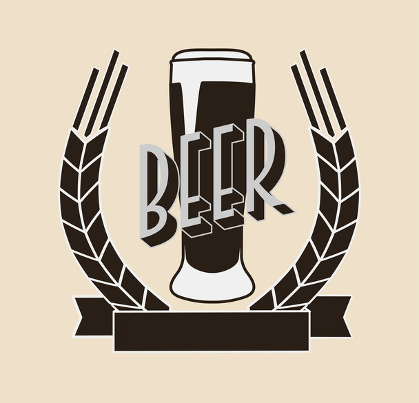 Retro logo concept of beer. Good as a template of advertisement. Can be used for background on business cards or poster, design element, print on textiles etc. - Vector, Image