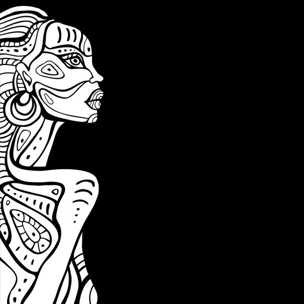 Profile of beautiful African woman. - Vector, Image