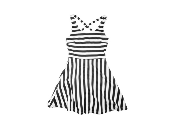 cotton  women Summer dress with black and white stripes - Zdjęcie, obraz