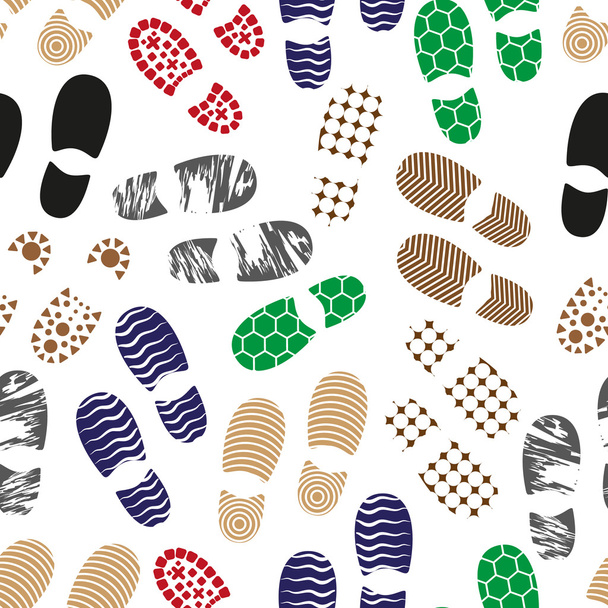 color human shoes footprint various sole seamless pattern eps10 - Vector, Image