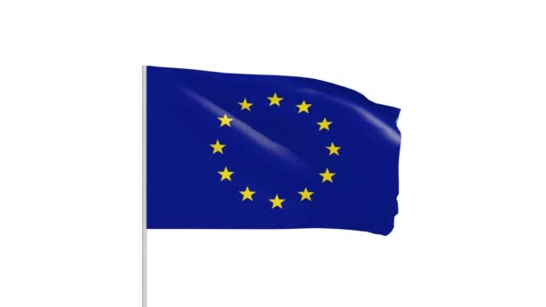 Η σημαία UE με μεταλλικό υλικό πόλο - Πλάνα, βίντεο