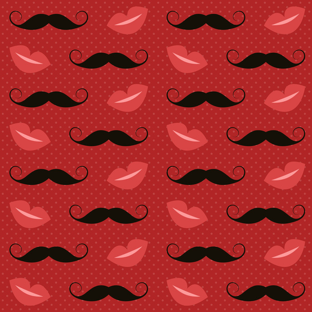 Patroon met snorren en lippen - Vector, afbeelding