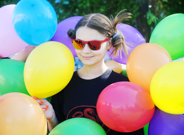 Girl with colorful balloons - Foto, immagini
